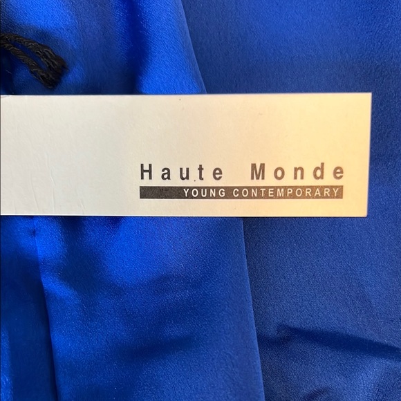 New Haute Monde Women’s Size Large Royal Blue Deep V-Neck Puff Sleeve Blouse Top - Picture 4 of 7